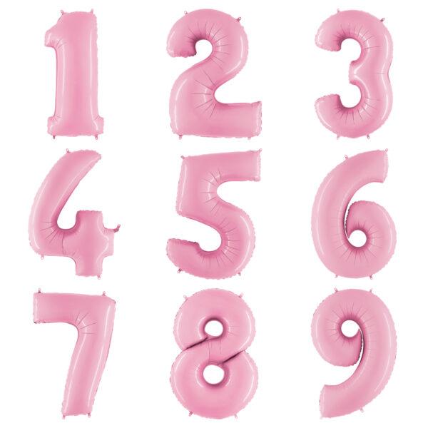 Фольгированные Нежно-розовые цифры