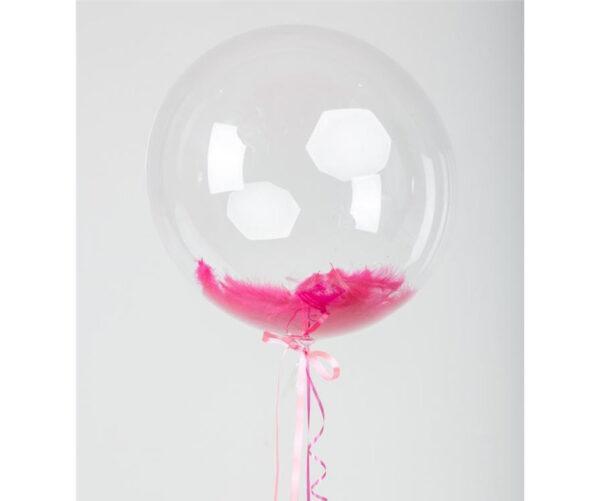 Шар Bubbles с Розовыми перьями