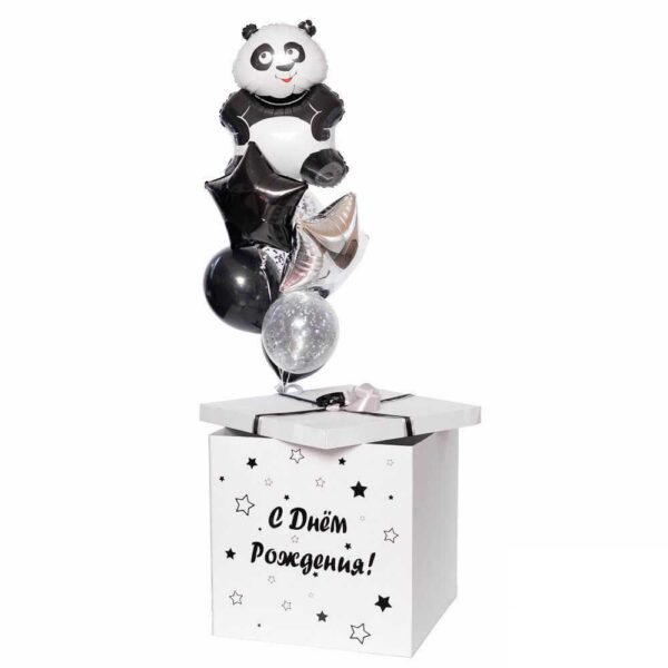 Коробка-сюрприз с шарами "Панда"
